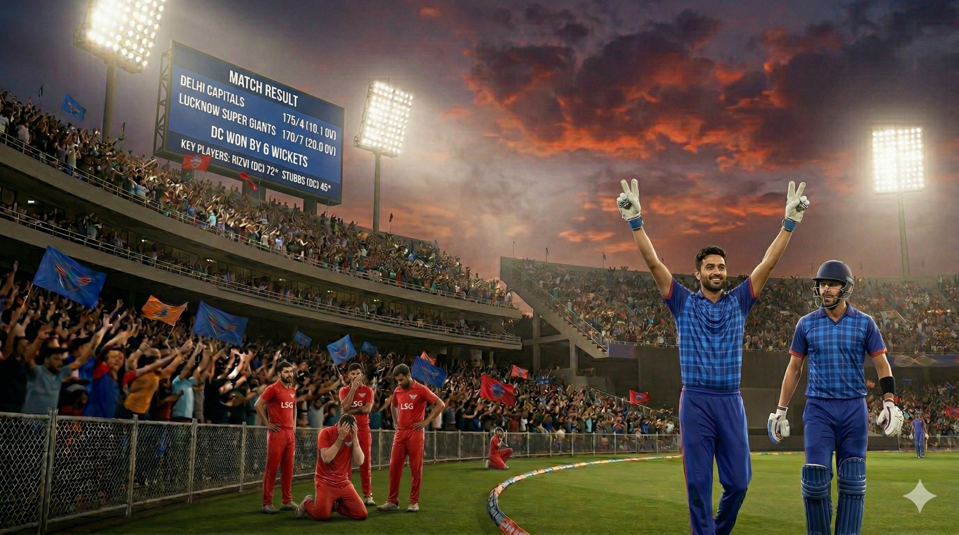 LSG vs DC Match Result: Rizvi & Stubbs Power Delhi Capitals to 6-Wicket Win