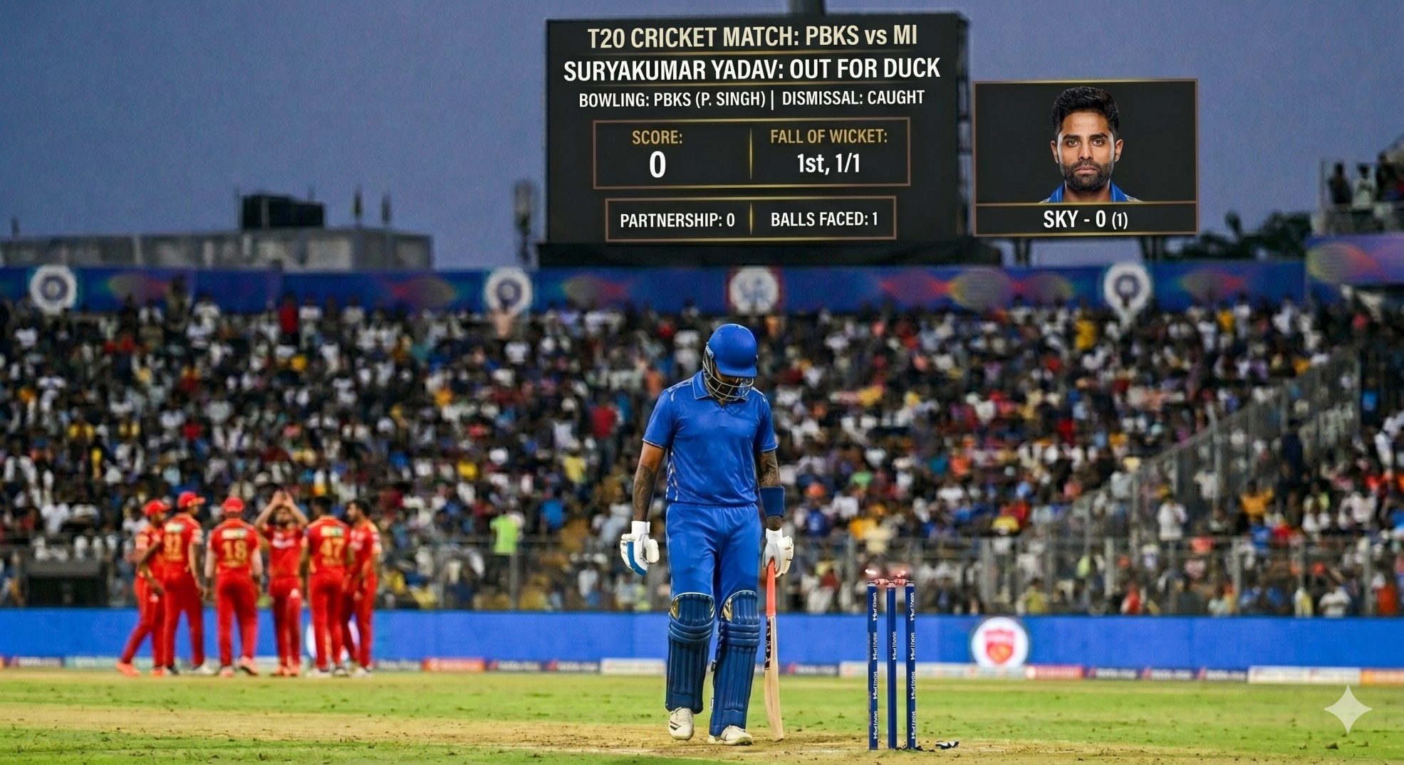 Suryakumar Yadav Out for Duck vs PBKS at Wankhede IPL 2026