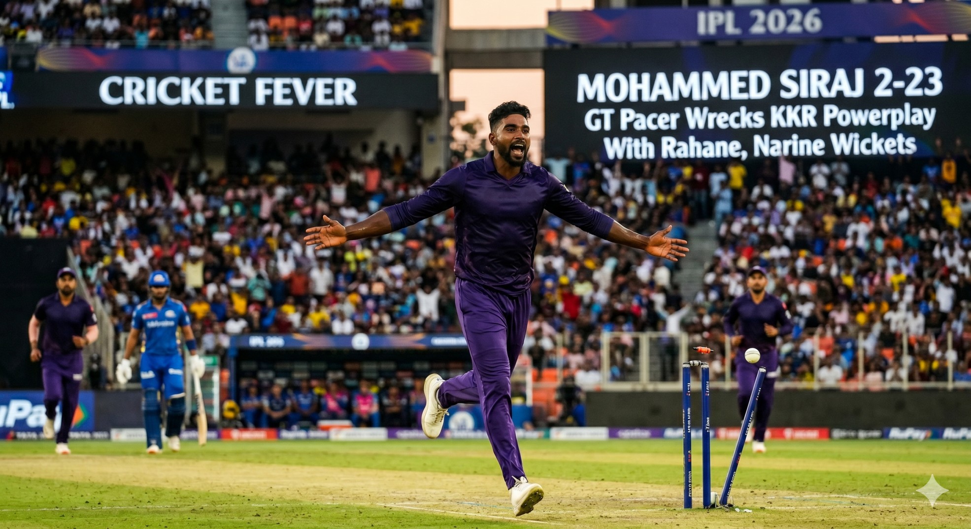  Mohammed Siraj 2-23: GT Pacer Wrecks KKR Powerplay With Rahane, Narine Wickets