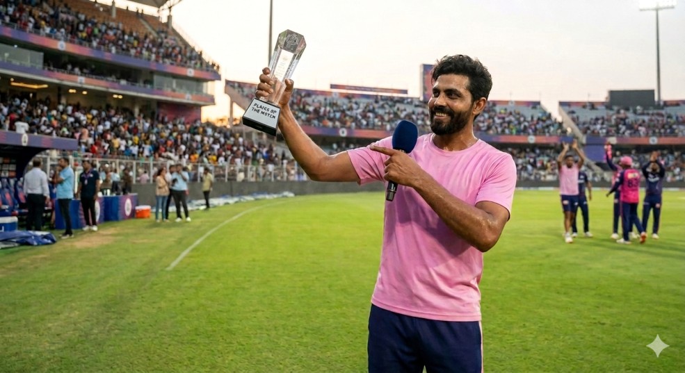 Jadeja 43* POTM & Dedicates Award to Wife