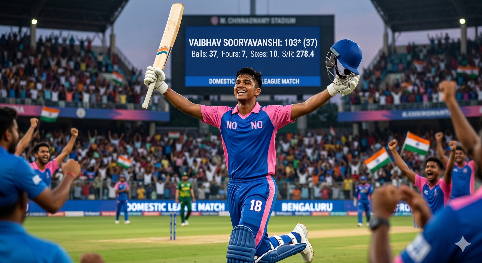  Vaibhav Sooryavanshi 103 off 37 : The Destroyer 
